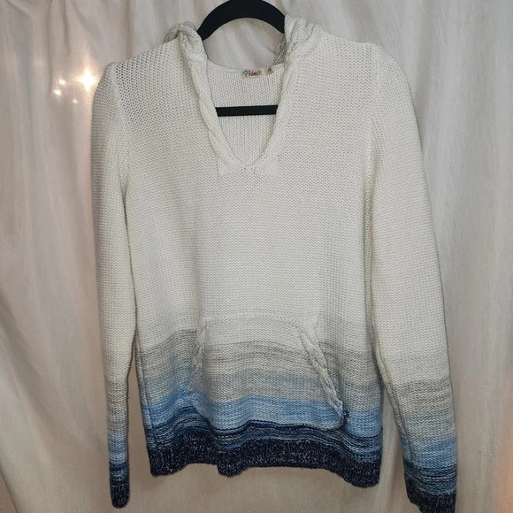 Faherty Blue And Gray Hooded Knit Sweater Size Small - Picture 1 of 6